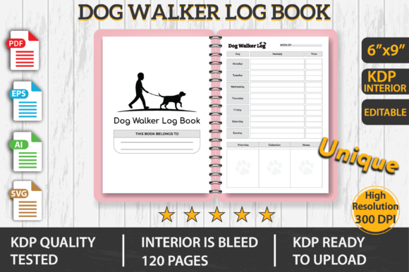 Dog Walker Log Book KDP Interior Design Assets