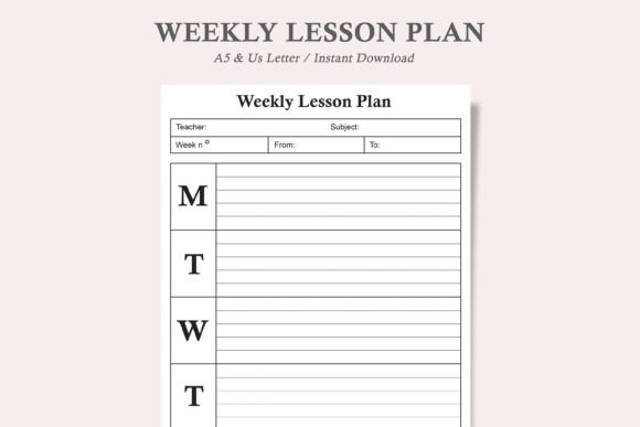 Organized Teaching with a Weekly Lesson Plan Template