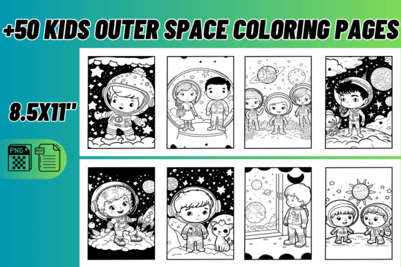 Outer Space Coloring Pages for Kids: Design Bundle