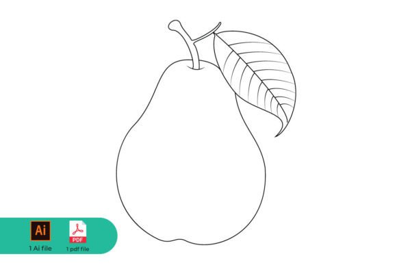 Pear Coloring Page and Line Art for Creative Projects