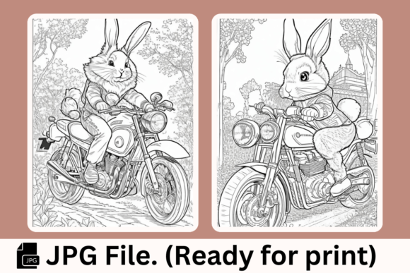 Rabbit Motorcycles - Coloring Pages: A Whimsical Journey into Creativity and Calm