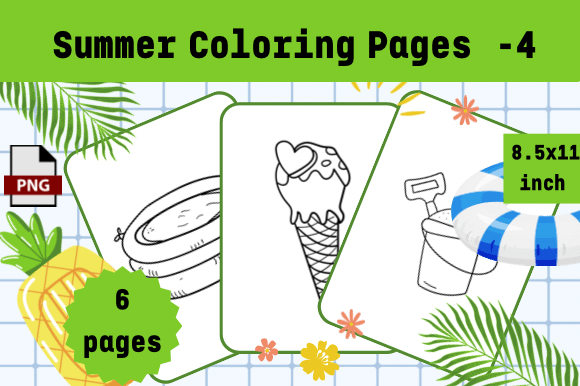 Summer Coloring Pages -4: A Complete Creative Resource for KDP Publishing